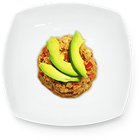 Atún con tomate,  cebolla y aguacate